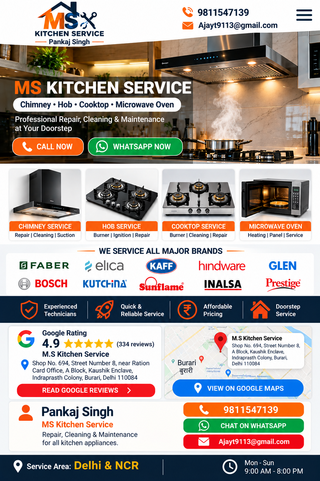MS Kitchen Service - Chimney, Hob, Cooktop and Microwave Oven service across Delhi and NCR